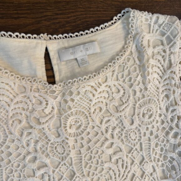 eri + ali ANTHROPOLOGIE lace T shirt top size XL Women's - Picture 3 of 5